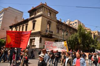 Hier brannte am 5. Mai 2010 die Marfin-Bank aus. Foto: Dieter Diskovic Hier brannte am 5. Mai 2010 die Marfin-Bank aus. Foto: Dieter Diskovic