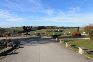Überblick über den Denkmalhain aus der Richtung des Schutzhaftlagers mit Blick auf den Steinbruch. Foto: Nina Aichberger