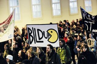 Pacman frisst die Bildung. Die Jagd nach ECTS-Punkten erinnert Studierende an das Computerspiel Foto: Martin Juen Pacman frisst die Bildung. Die Jagd nach ECTS-Punkten erinnert Studierende an das Computerspiel Foto: Martin Juen