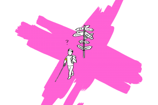 Wie finden sehbehinderte Studierende ihren Hörsaal? Illustration: Simon Goritschnig